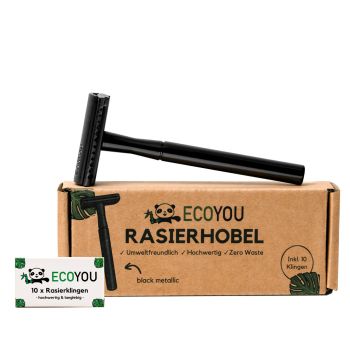 Rasierhobel EcoYou® | Metallic Schwarz inkl.10 Klingen