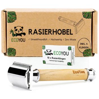 Rasierhobel von EcoYou® | Olivenholz  inkl.10 Klingen Rasierhobel von EcoYou® | Olivenholz  inkl.10 Klingen