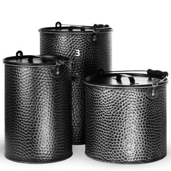 Preview: 25 Liter Metall Eimer | Ascheeimer | verzinkt gehämmert schwarz (Gr. 3) Preview: 25 Liter Metall Eimer | Ascheeimer | verzinkt gehämmert schwarz (Gr. 3)