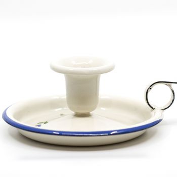 Preview: Emaille Kerzenständer | Beige mit Blümchen Preview: Emaille Kerzenständer | Beige mit Blümchen