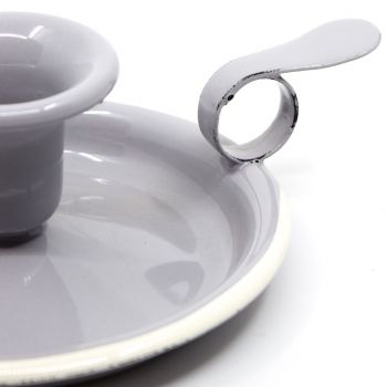 Preview: Emaille Kerzenständer grau | beige Preview: grau | beige