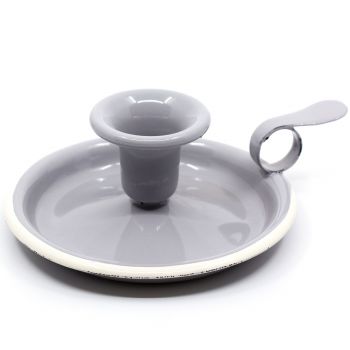 Preview: Emaille Kerzenständer grau | beige Preview: Emaille Kerzenständer grau | beige