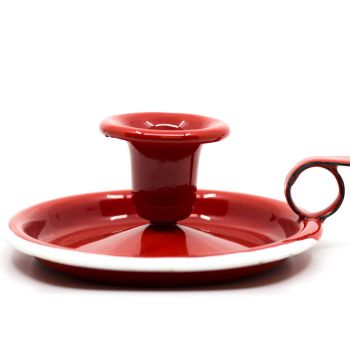 Preview: Emaille Kerzenständer rot | weiß Preview: Emaille Kerzenständer rot | weiß