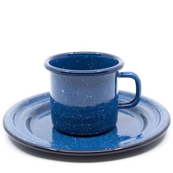 Preview: Emaille Geschirr | Kinder | blau-weiß gesprenkelt Preview: Emaille Geschirr | Kinder | blau-weiß gesprenkelt