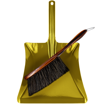 Kehrschaufel rot + Handfeger braun hochglanz-lackiert Kehrschaufel rot + Handfeger braun hochglanz-lackiert