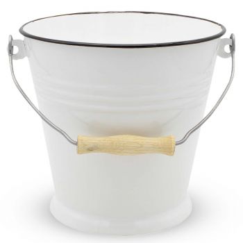 Preview: Wassereimer Mülleimer Emaille 5l ohne Deckel weiss Preview: Wassereimer Mülleimer Emaille 5l ohne Deckel weiss