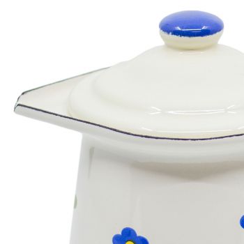 Preview: Emaille Milchkännchen mit Deckel | Beige mit Blümchen Preview: Emaille Milchkännchen mit Deckel | Beige mit Blümchen