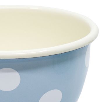 Preview: Emaille Schüssel | Ø 14cm | hellblau m. Tupfen Preview: Emaille Schüssel | Ø 14cm | hellblau m. Tupfen