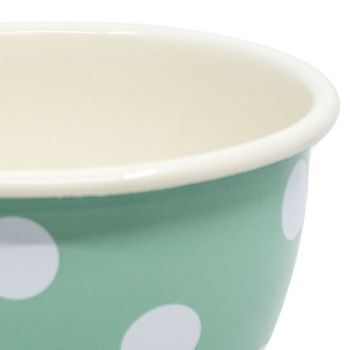 Preview: Emaille Schüssel | Ø 14cm | mint m. Tupfen Preview: Emaille Schüssel | Ø 14cm | mint m. Tupfen