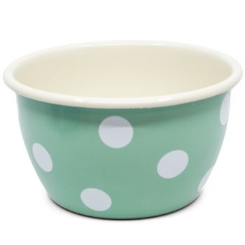 Preview: Emaille Schüssel | Ø 14cm | mint m. Tupfen Preview: Emaille Schüssel | Ø 14cm | mint m. Tupfen