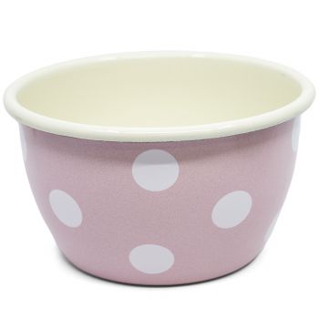 Preview: Emaille Schüssel | Ø 14cm | rosé m. Tupfen Preview: Emaille Schüssel | Ø 14cm | rosé m. Tupfen