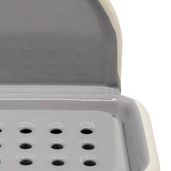 Preview: Emaille Seifenhalter grau | beige m. Wandhalter Preview: Emaille Seifenhalter grau | beige m. Wandhalter