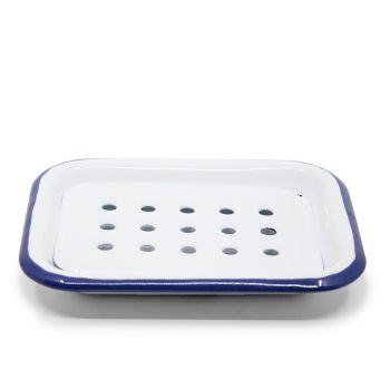 Preview: Emaille Seifenschale weiß | blau Preview: Emaille Seifenschale weiß | blau