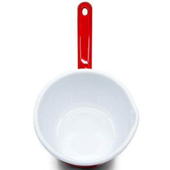 Preview: Emaille Stieltopf  | rot | Tupfen Preview: Emaille Stieltopf  | rot | Tupfen