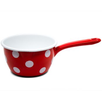 Preview: Emaille Stieltopf  | rot | Tupfen Preview: Emaille Stieltopf  | rot | Tupfen