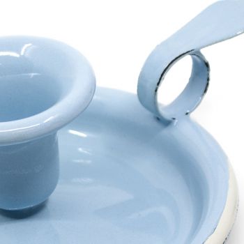 Preview: Emaille Kerzenständer hellblau | creme Preview: Emaille Kerzenständer hellblau | creme