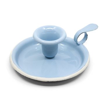 Preview: Emaille Kerzenständer hellblau | creme Preview: Emaille Kerzenständer hellblau | creme