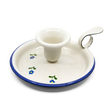 Preview: Emaille Kerzenständer | Beige mit Blümchen Preview: Emaille Kerzenständer | Beige mit Blümchen