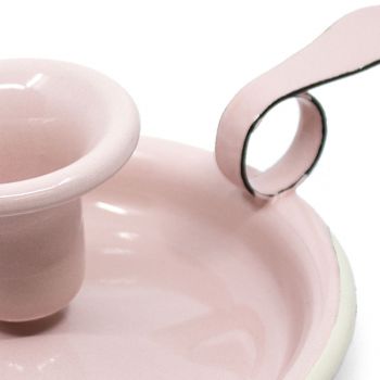 Preview: Emaille Kerzenständer rosa | creme Preview: Emaille Kerzenständer rosa | creme