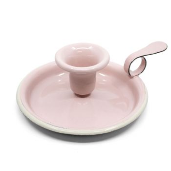 Preview: Emaille Kerzenständer rosa | creme Preview: Emaille Kerzenständer rosa | creme