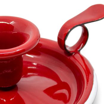 Preview: Emaille Kerzenständer rot | weiß Preview: Emaille Kerzenständer rot | weiß