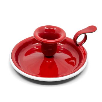 Preview: Emaille Kerzenständer rot | weiß Preview: Emaille Kerzenständer rot | weiß