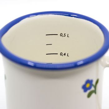 Preview: Emaille Meßbecher | Blume | 0,5L Preview: Emaille Meßbecher | Blume | 0,5L