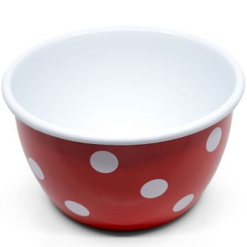 Preview: Emaille Schüssel | Ø 18cm | rot m. Tupfen Preview: Emaille Schüssel | Ø 18cm | rot m. Tupfen