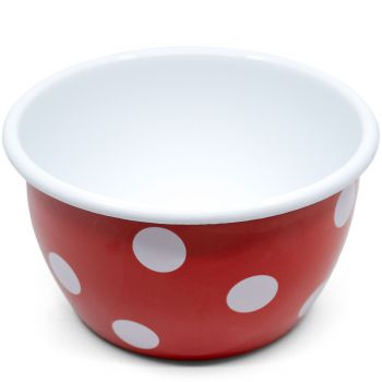 Preview: Emaille Schüssel | Ø 12cm | rot m. Tupfen Preview: Emaille Schüssel | Ø 12cm | rot m. Tupfen