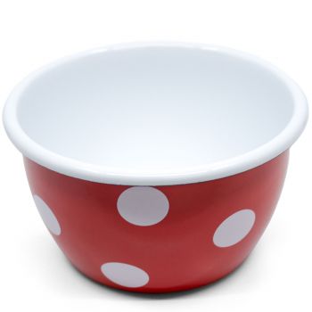 Preview: Emaille Schüssel | Ø 14cm | rot m. Tupfen Preview: Emaille Schüssel | Ø 14cm | rot m. Tupfen