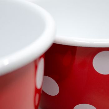 Preview: Emaille Schüssel | Ø 12cm | rot m. Tupfen Preview: Emaille Schüssel | Ø 12cm | rot m. Tupfen