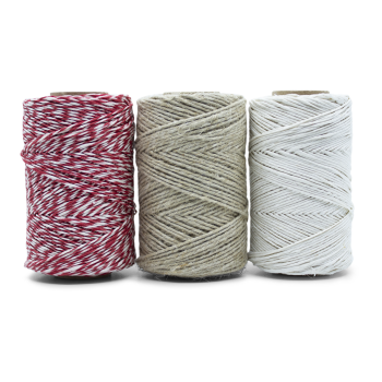 Preview: Küchengarn | 3 x a' 100g | Spule | rot-weiß + weiß + natur Preview: Küchengarn | 3 x a' 100g | Spule | rot-weiß + weiß + natur