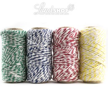 Preview: Wurstbindfaden 4 x a' 50g | Spule | rot-weiss | blau-weiss | grün-weiss | gelb-weiss Preview: Wurstbindfaden 4 x a' 50g | Spule | rot-weiss | blau-weiss | grün-weiss | gelb-weiss