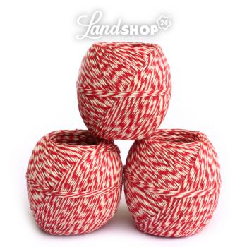 Preview: 3 x Schinkenfaden Knäuel rot/weiss 3x100g Preview: 3 x Schinkenfaden Knäuel rot/weiss 3x100g