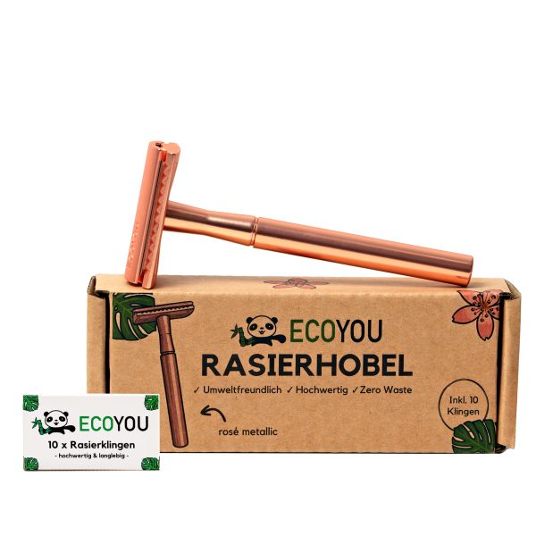 Rasierhobel EcoYou® | Metallic Rosé für Damen inkl.10 Klingen