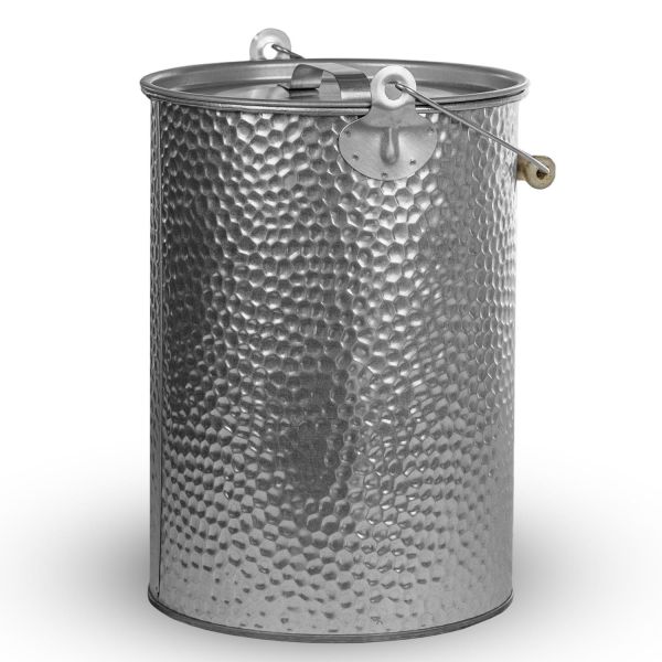 13 Liter Metall Eimer | Ascheeimer | verzinkt - gehämmert silber (Größe 1) 13 Liter Metall Eimer | Ascheeimer | verzinkt - gehämmert silber (Größe 1)
