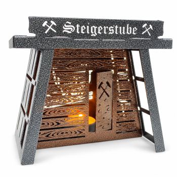 Erzrevier Steigerstube | Räucherhaus aus Metall | Hammerschlag & Kupfer-Antik