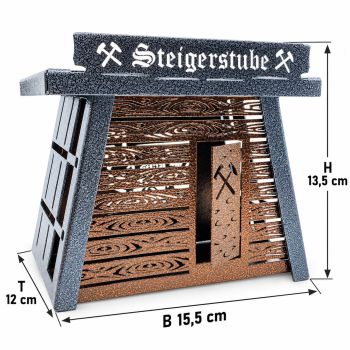 Preview: Erzrevier Steigerstube | Räucherhaus aus Metall | Hammerschlag & Kupfer-Antik