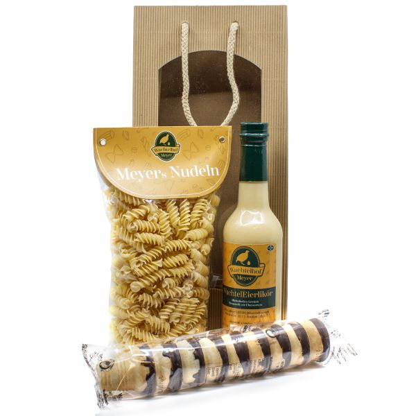 Wachteleier-Genuss-Set – Likör, Dinkelspireli und Likör-Waffelbecher