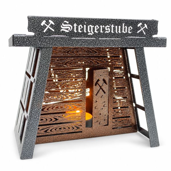 Erzrevier Steigerstube | Räucherhaus aus Metall | Hammerschlag & Kupfer-Antik